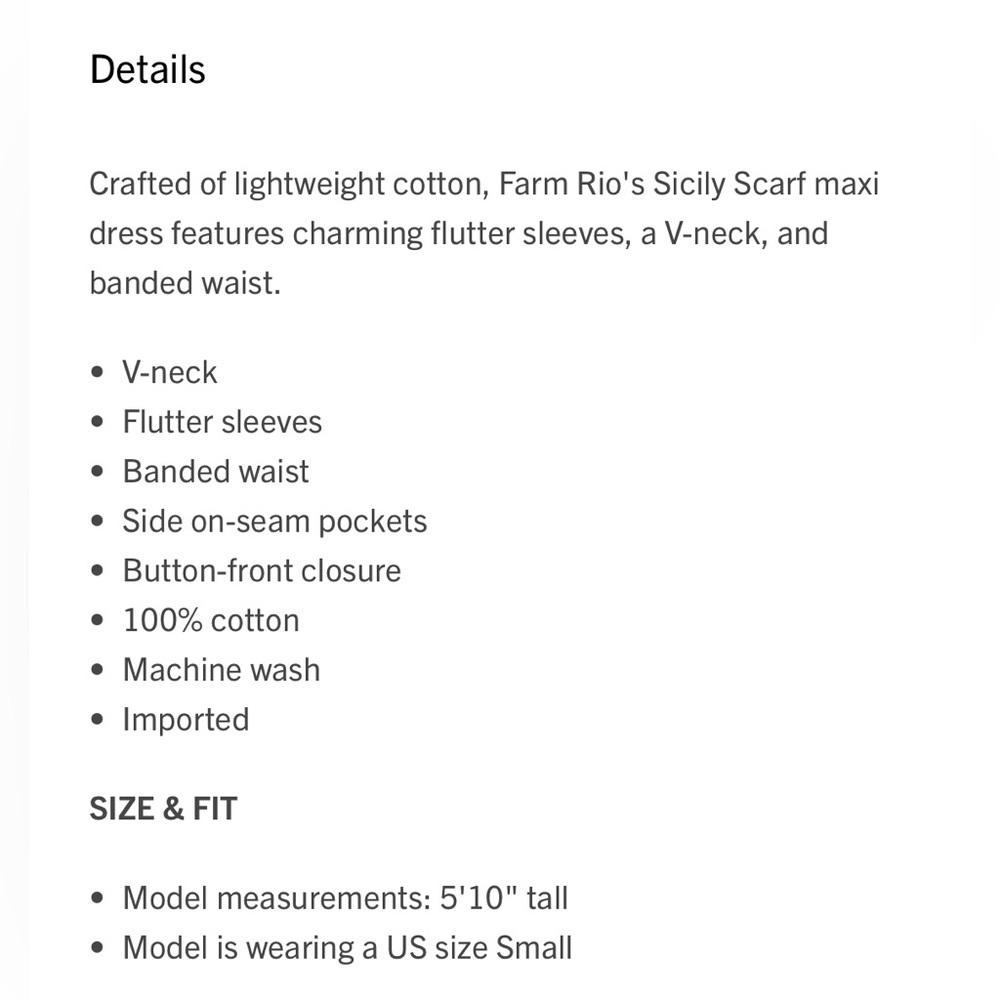 FARM RIO
SICILY SCARF ANKLE Maxi DRESS Size S Small - Picture 8 of 8